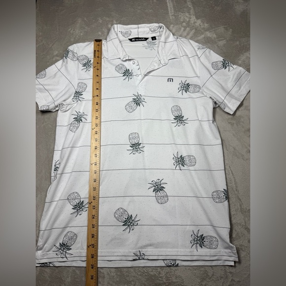 Travis Mathew Men’s Pineapple White Grey Striped Golf Athleisure Polo Size Large - Picture 6 of 15